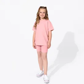 Dusty Rose Bamboo Blend Kid's Oversized Tee & Biker Short Set