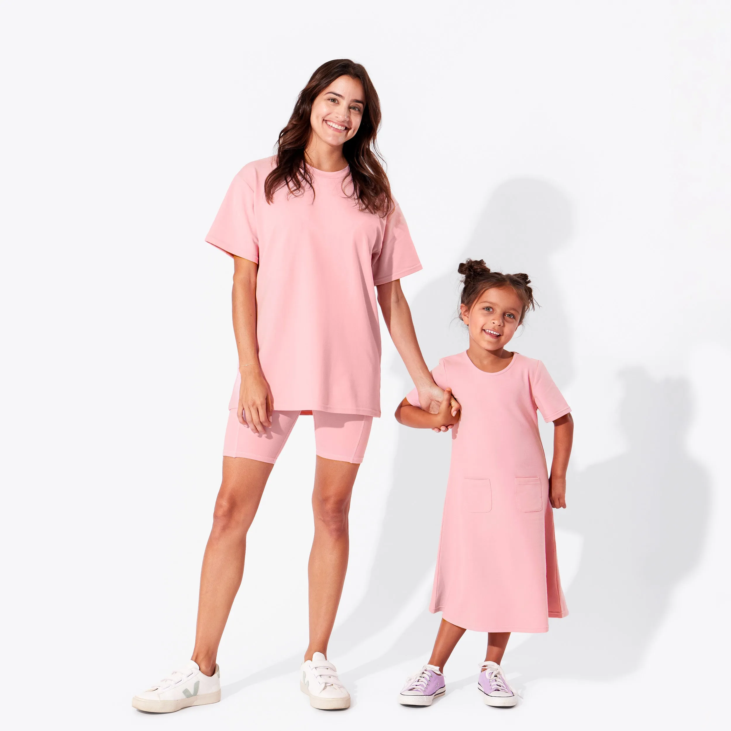 Dusty Rose Bamboo Blend Women's Oversized Tee & Biker Shorts Set