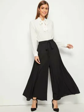 Elastic Waist Tie Front Super Palazzo Pants