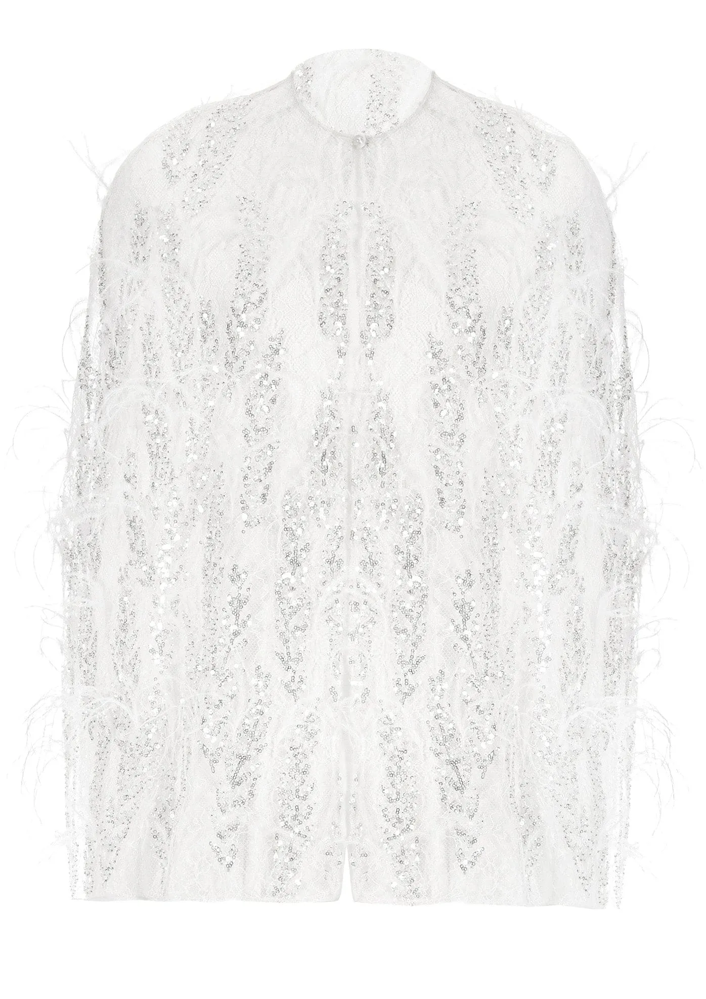 Embroidered Feather Short Cape