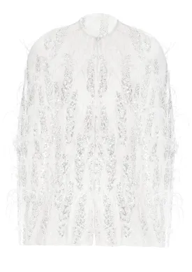 Embroidered Feather Short Cape