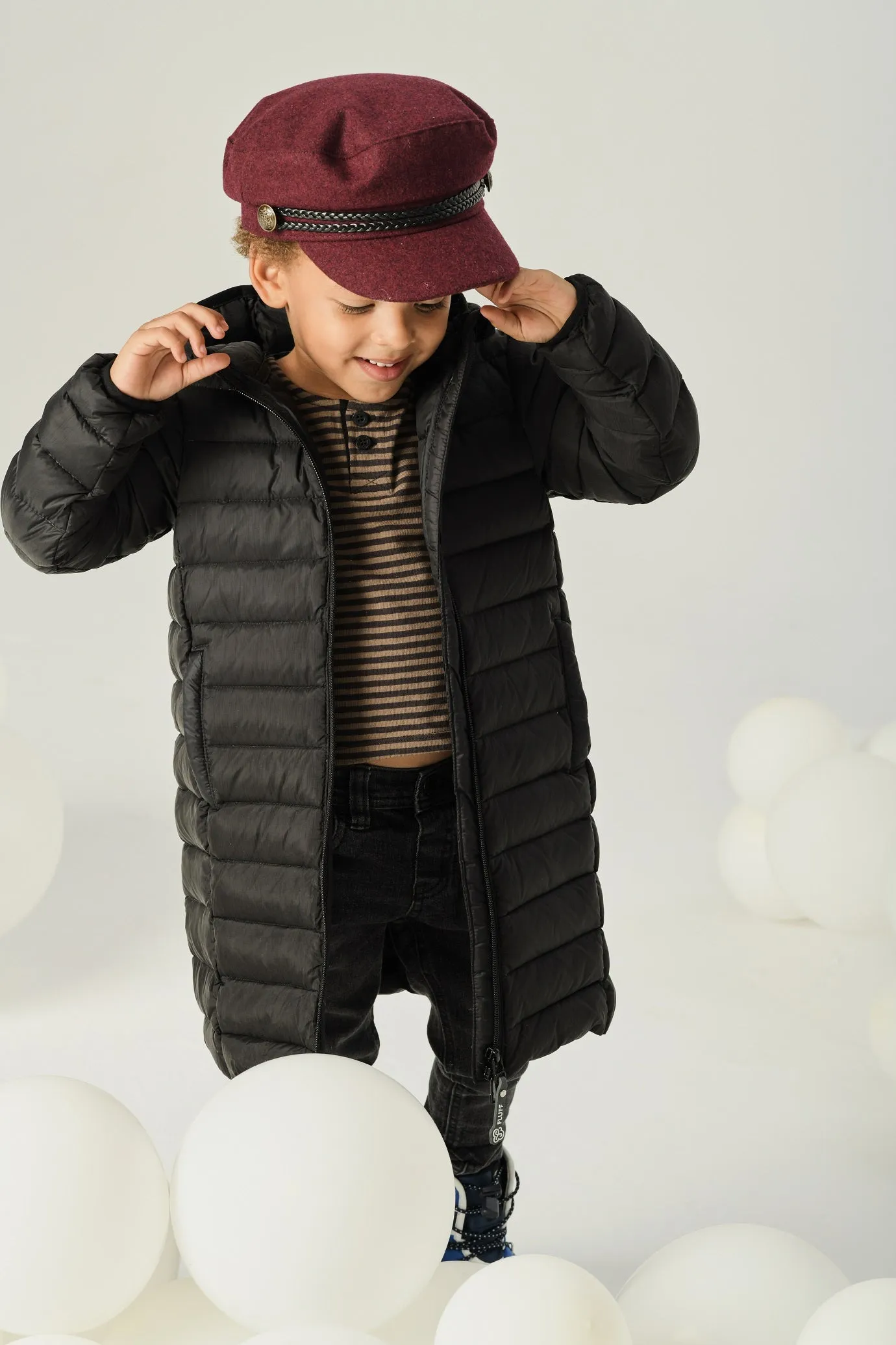 Fluff Kids Coat in Black Coffee