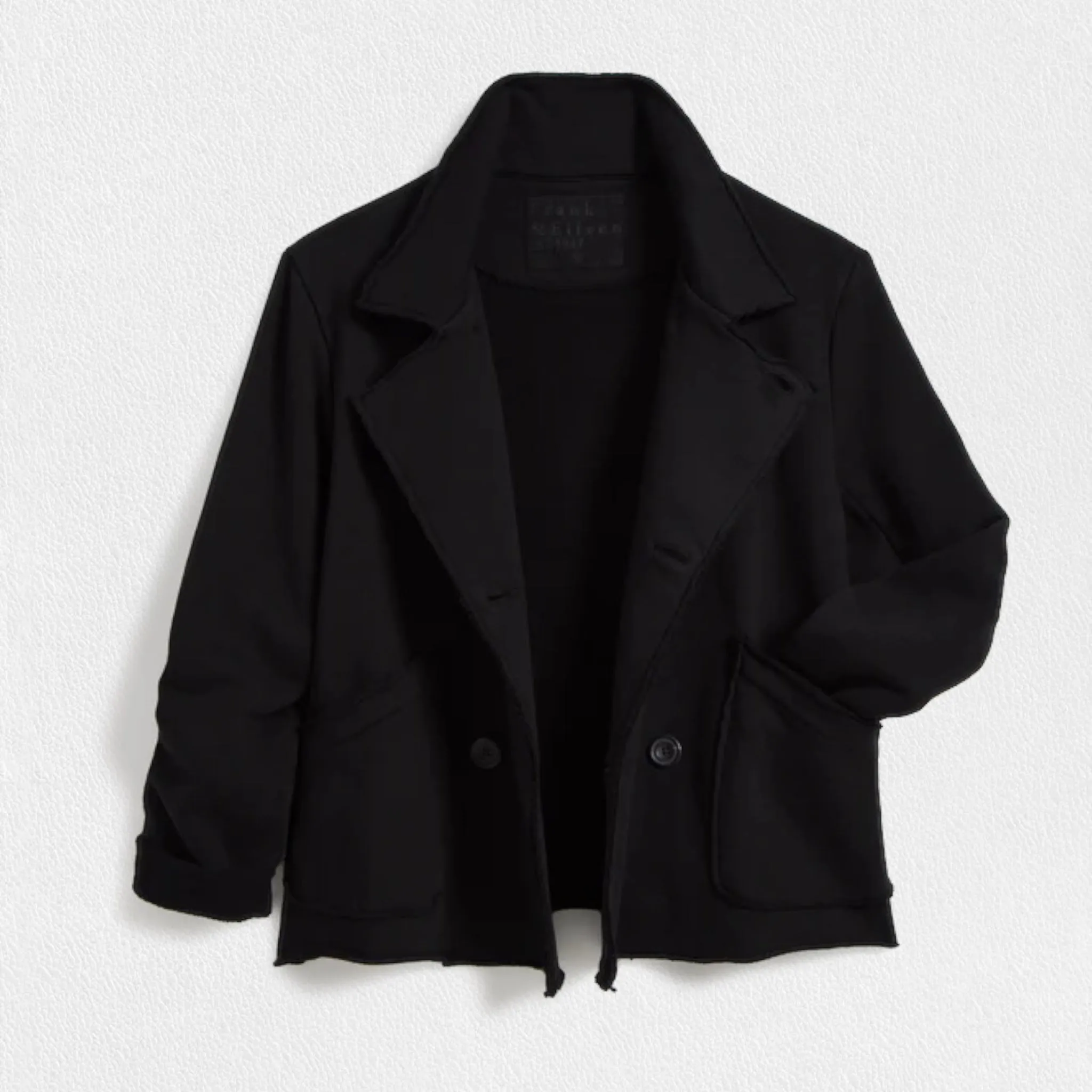 FRANK AND EILEEN - MINI BELFAST CROP PEACOAT IN BLACK