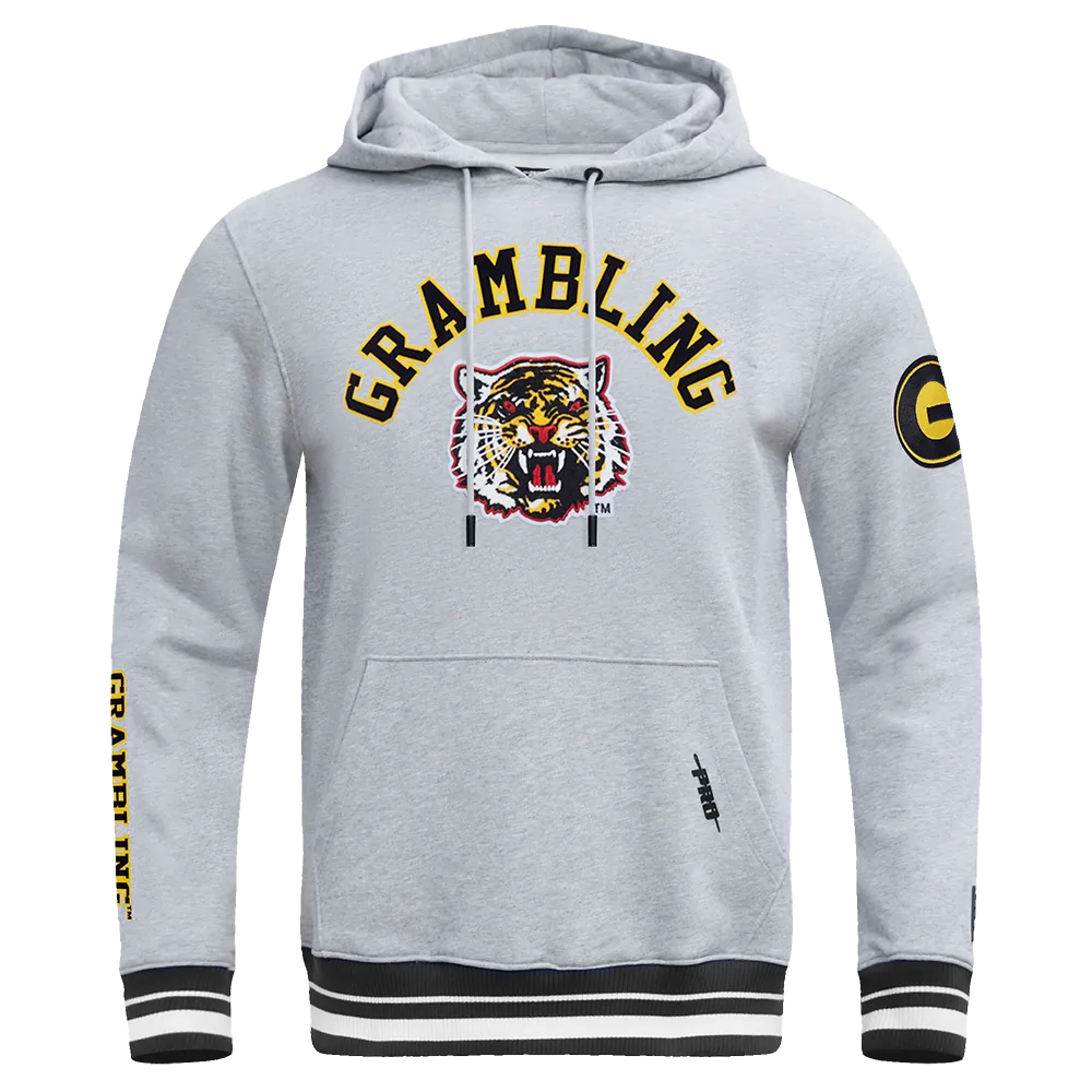 GRAMBLING STATE UNIVERSITY CLASSIC MEN'S STACKED LOGO PO HOODI (HEATHER GRAY/BLACK)