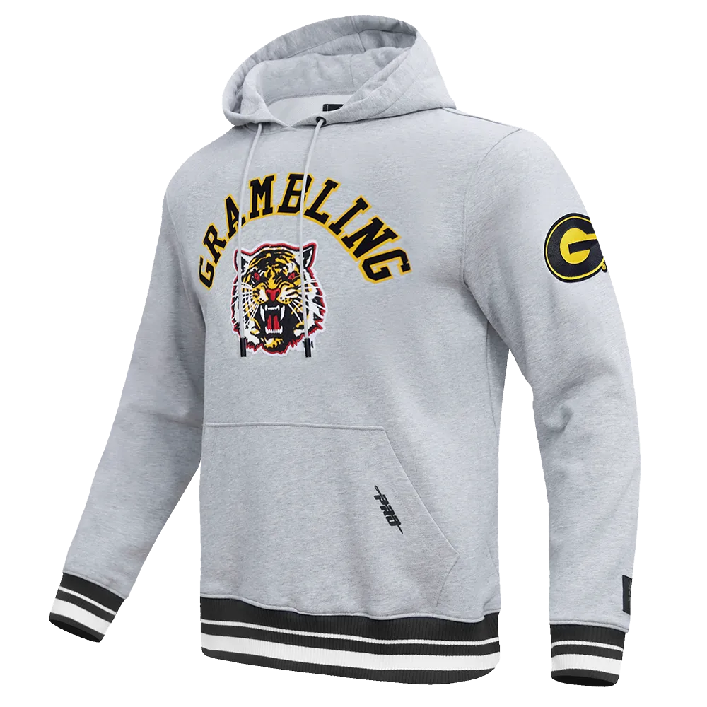 GRAMBLING STATE UNIVERSITY CLASSIC MEN'S STACKED LOGO PO HOODI (HEATHER GRAY/BLACK)