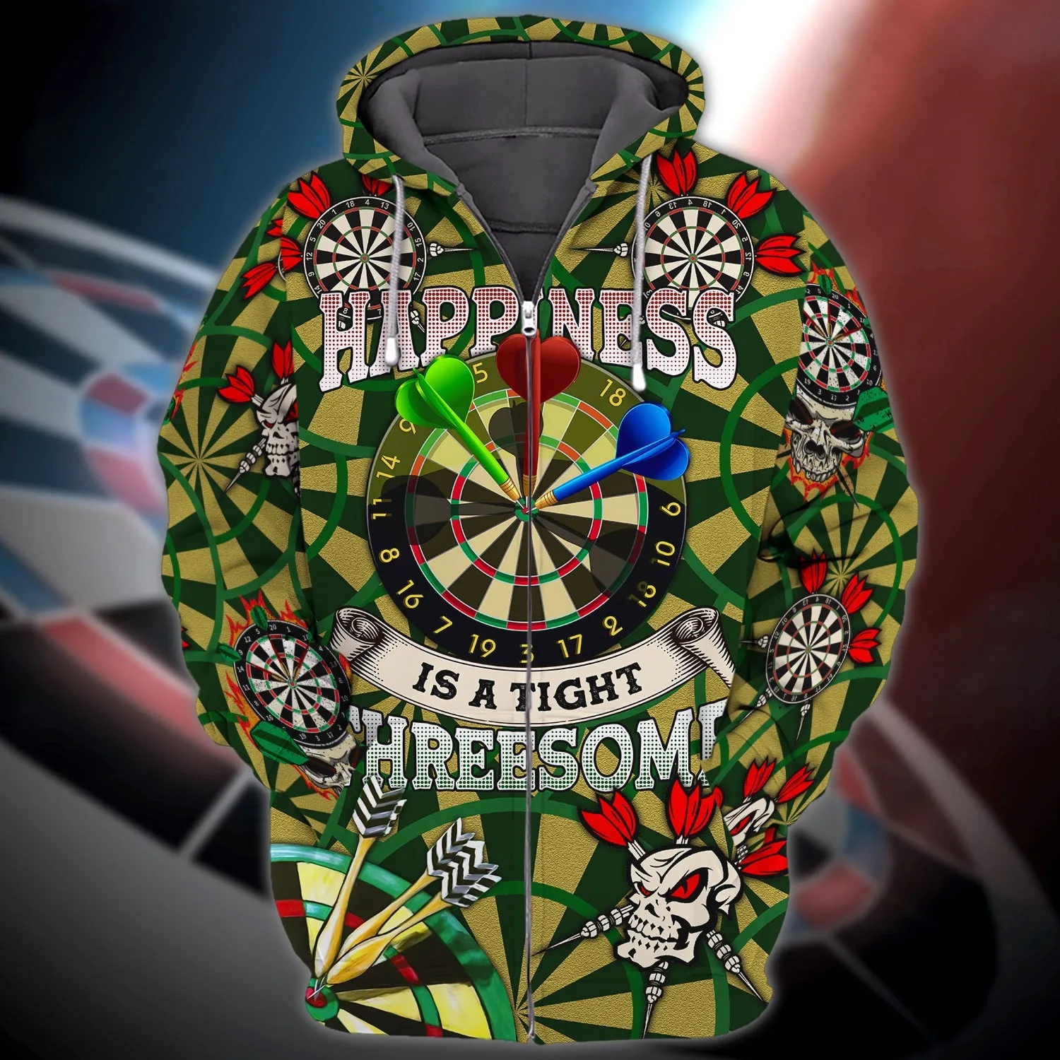 Happiness Is A Tight Threesome Darts 3D Full Printed Sweatshirt Hoodie Christmas Shirt