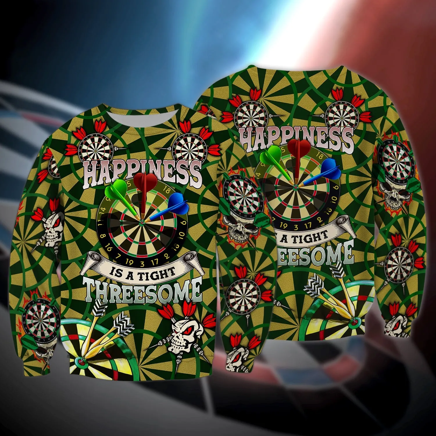 Happiness Is A Tight Threesome Darts 3D Full Printed Sweatshirt Hoodie Christmas Shirt