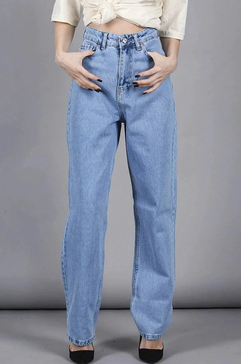 High Waist Palazzo Blue Jeans for Girls