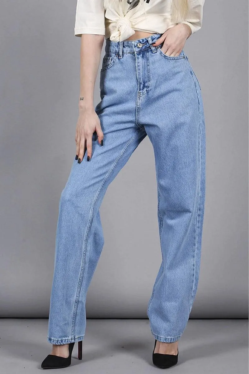 High Waist Palazzo Blue Jeans for Girls