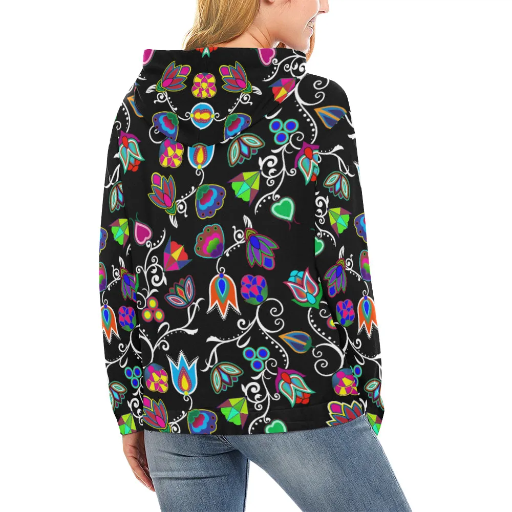 Indigenous Paisley - Black Hoodie for Women (USA Size)