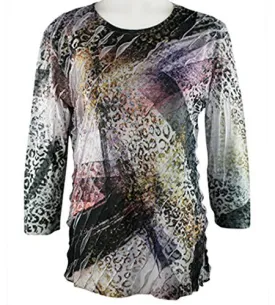 Jess n Jane - Royal Fun, 3/4 Sleeve, Scoop Neck, Ruffled Sublimation Top