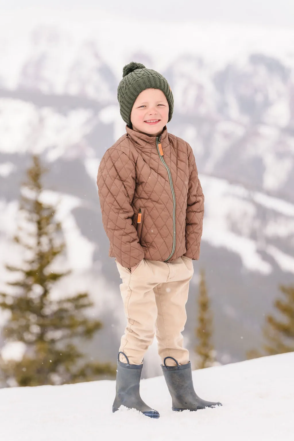 Kids' Quilted Puffer Jacket in Cocoa Brown