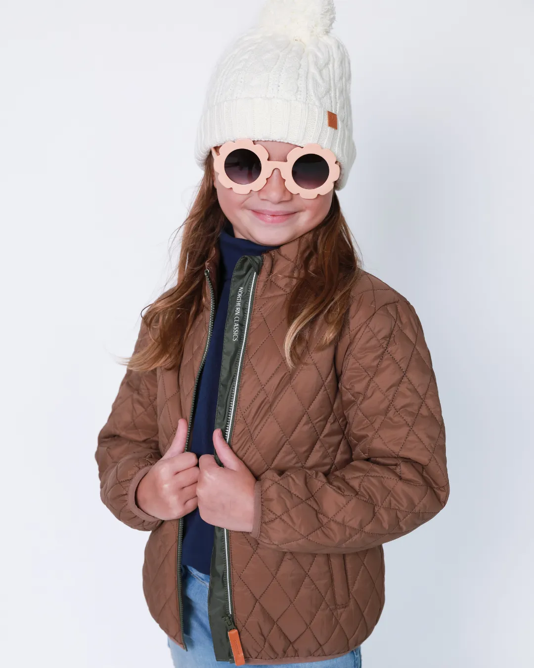 Kids' Quilted Puffer Jacket in Cocoa Brown