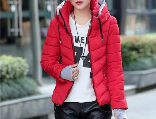 Ladies padded warm double neck winter jacket