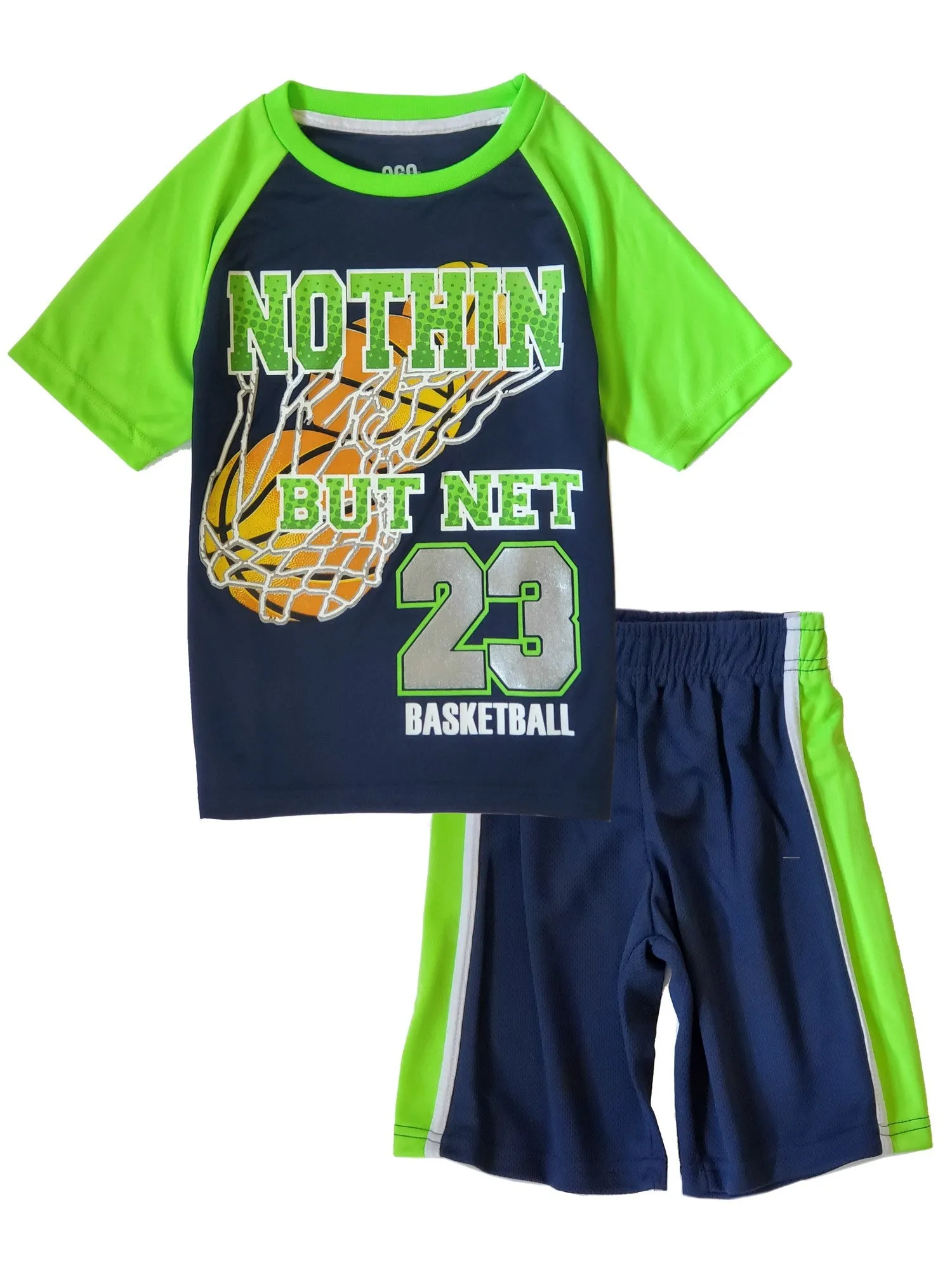 Little Boys Green 2 Piece Jersey Short Set 2-4T