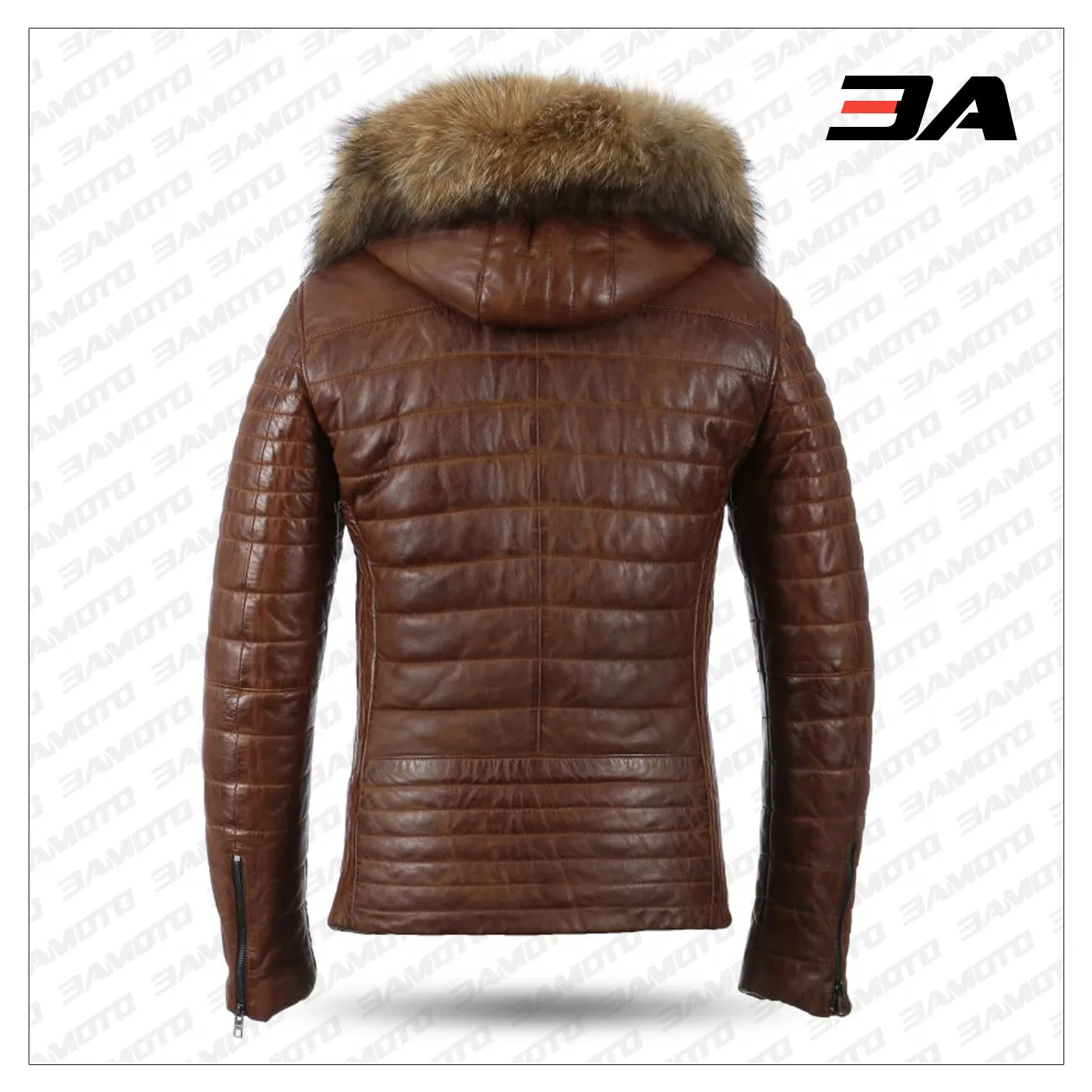 Men Brown Winter Warm Zipper Padded Down Jacket