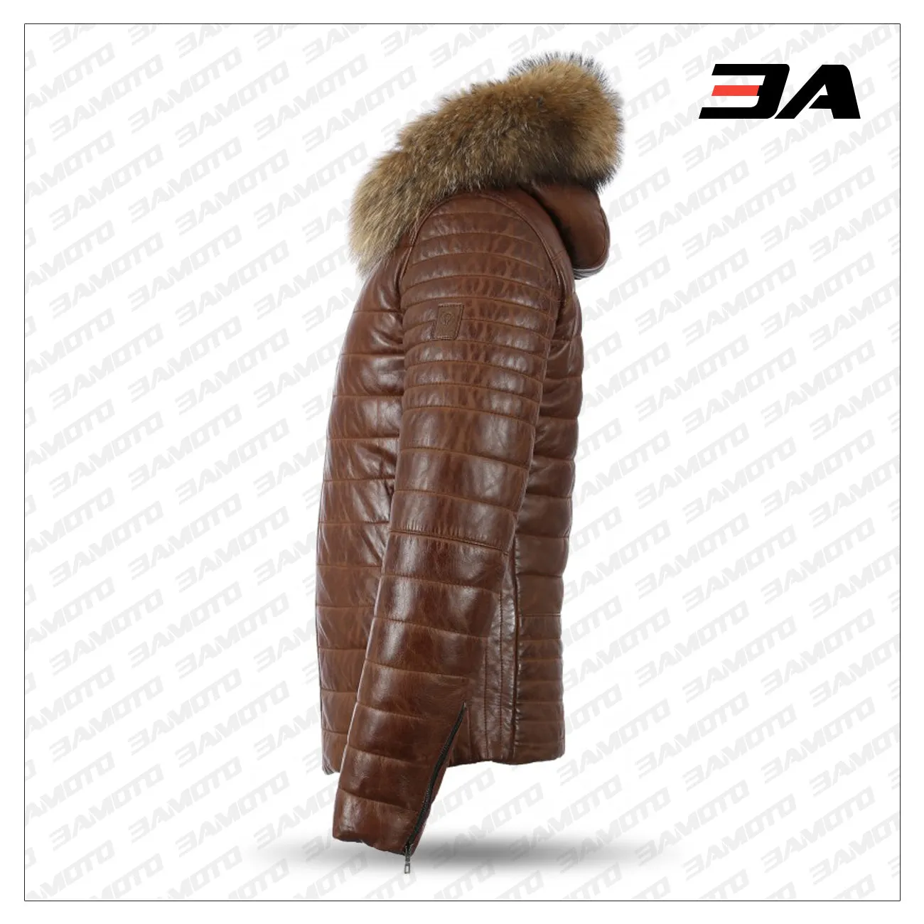 Men Brown Winter Warm Zipper Padded Down Jacket