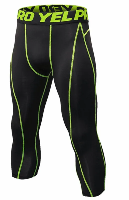 Men's 3/4 Compression Sports Leggings - Flexible Running Tights