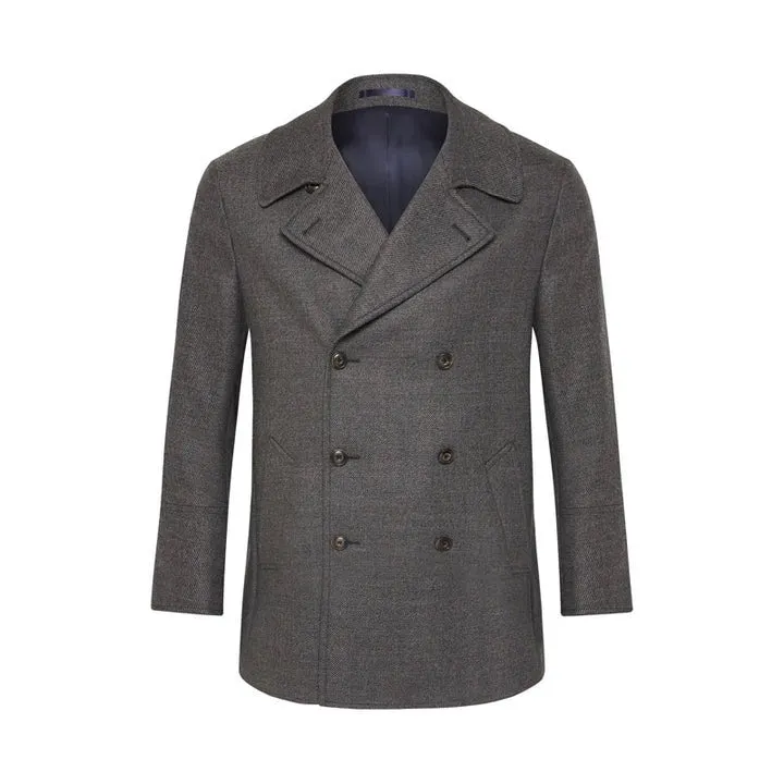 Men's Classic Grey Fleece Navy Peacoat