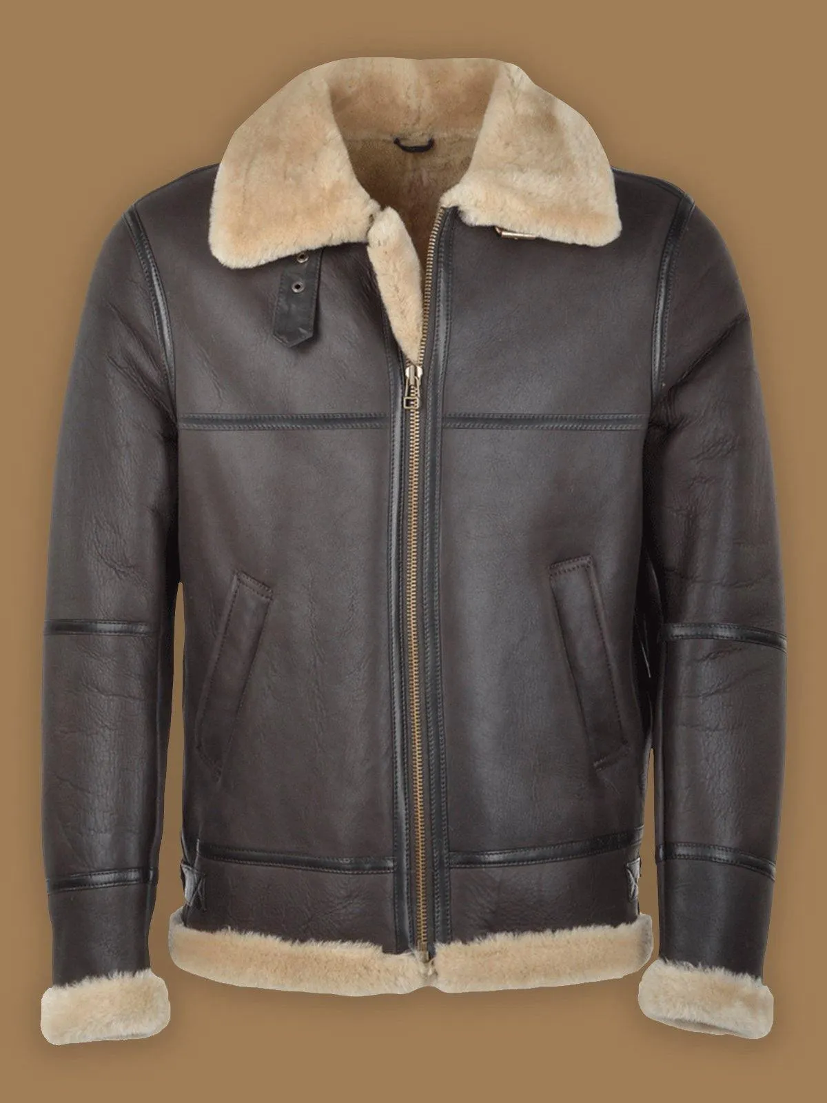 Men's Dark Brown RAF Bomber Shearling Leather Jacket