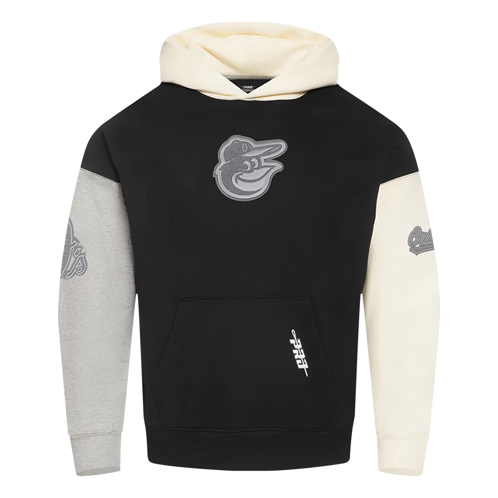 MLB BALTIMORE ORIOLES REVERSE FRENCH TERRY MEN'S CB FLC PO HOODIE (BLACK/GRAY/EGGSHELL)