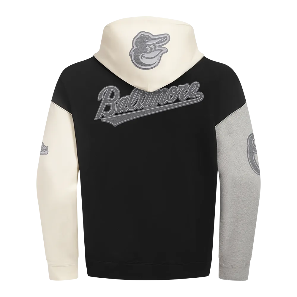 MLB BALTIMORE ORIOLES REVERSE FRENCH TERRY MEN'S CB FLC PO HOODIE (BLACK/GRAY/EGGSHELL)