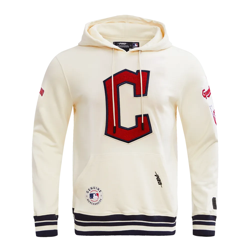 MLB CLEVELAND GUARDIANS RETRO CLASSIC MEN'S PULLOVER HOODIE (EGGSHELL/ MIDNIGHT NAVY)