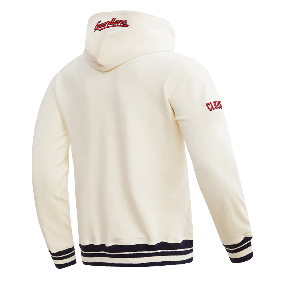 MLB CLEVELAND GUARDIANS RETRO CLASSIC MEN'S PULLOVER HOODIE (EGGSHELL/ MIDNIGHT NAVY)