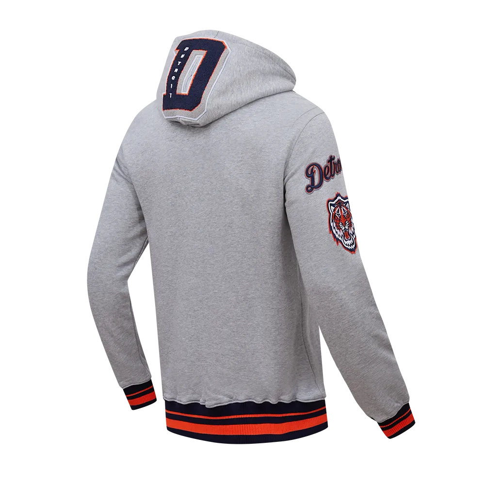 MLB DETROIT TIGERS MASHUP MEN'S RIB PULLOVER HOODIE (HEATHER GREY/MIDNIGHT NAVY/ORANGE)