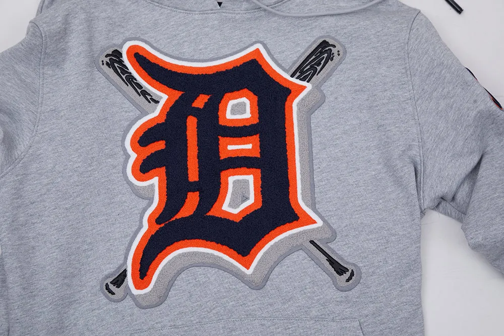 MLB DETROIT TIGERS MASHUP MEN'S RIB PULLOVER HOODIE (HEATHER GREY/MIDNIGHT NAVY/ORANGE)