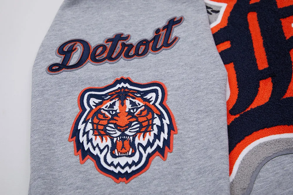 MLB DETROIT TIGERS MASHUP MEN'S RIB PULLOVER HOODIE (HEATHER GREY/MIDNIGHT NAVY/ORANGE)