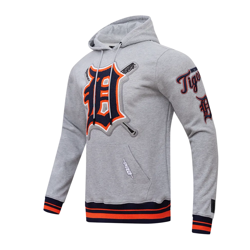 MLB DETROIT TIGERS MASHUP MEN'S RIB PULLOVER HOODIE (HEATHER GREY/MIDNIGHT NAVY/ORANGE)