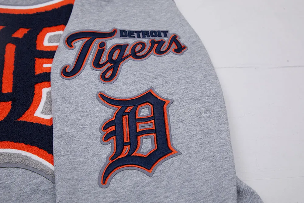 MLB DETROIT TIGERS MASHUP MEN'S RIB PULLOVER HOODIE (HEATHER GREY/MIDNIGHT NAVY/ORANGE)