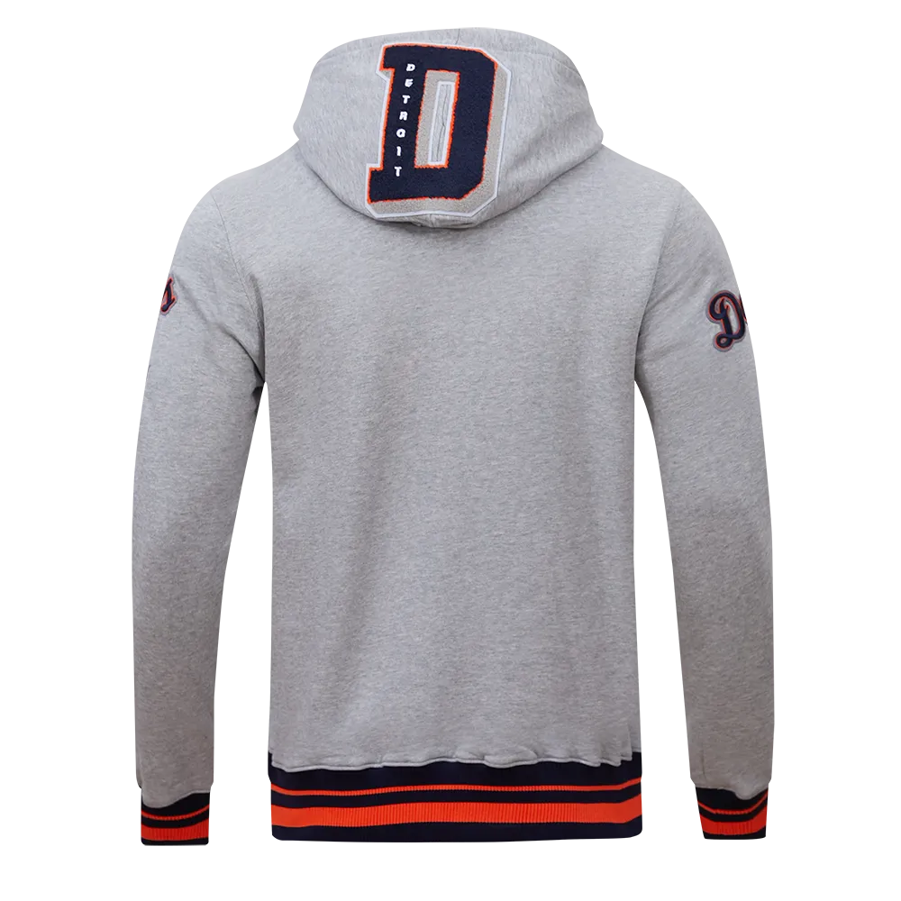 MLB DETROIT TIGERS MASHUP MEN'S RIB PULLOVER HOODIE (HEATHER GREY/MIDNIGHT NAVY/ORANGE)