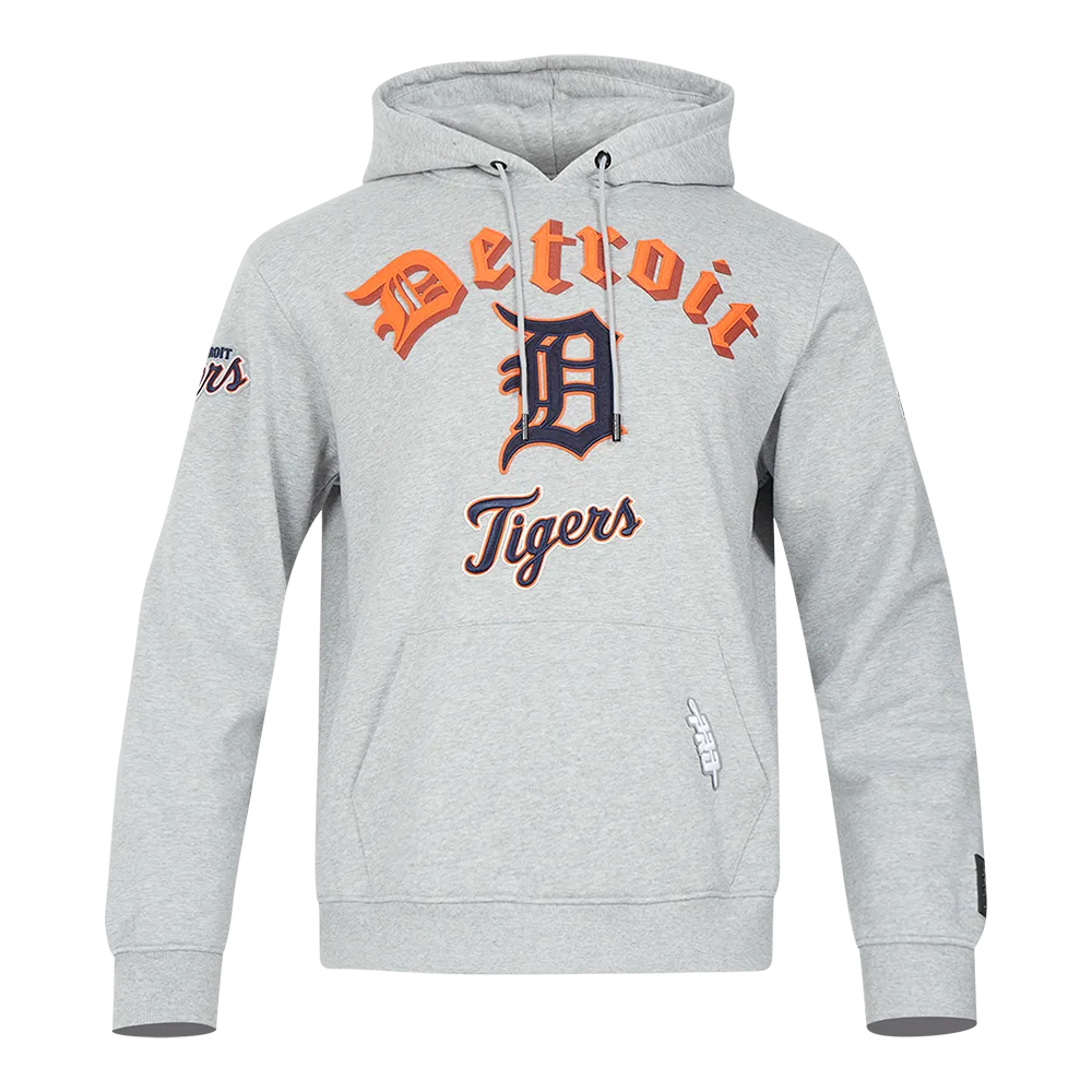 MLB DETROIT TIGERS OLD ENGLISH MEN'S PO HOODIE (HEATHER GREY)