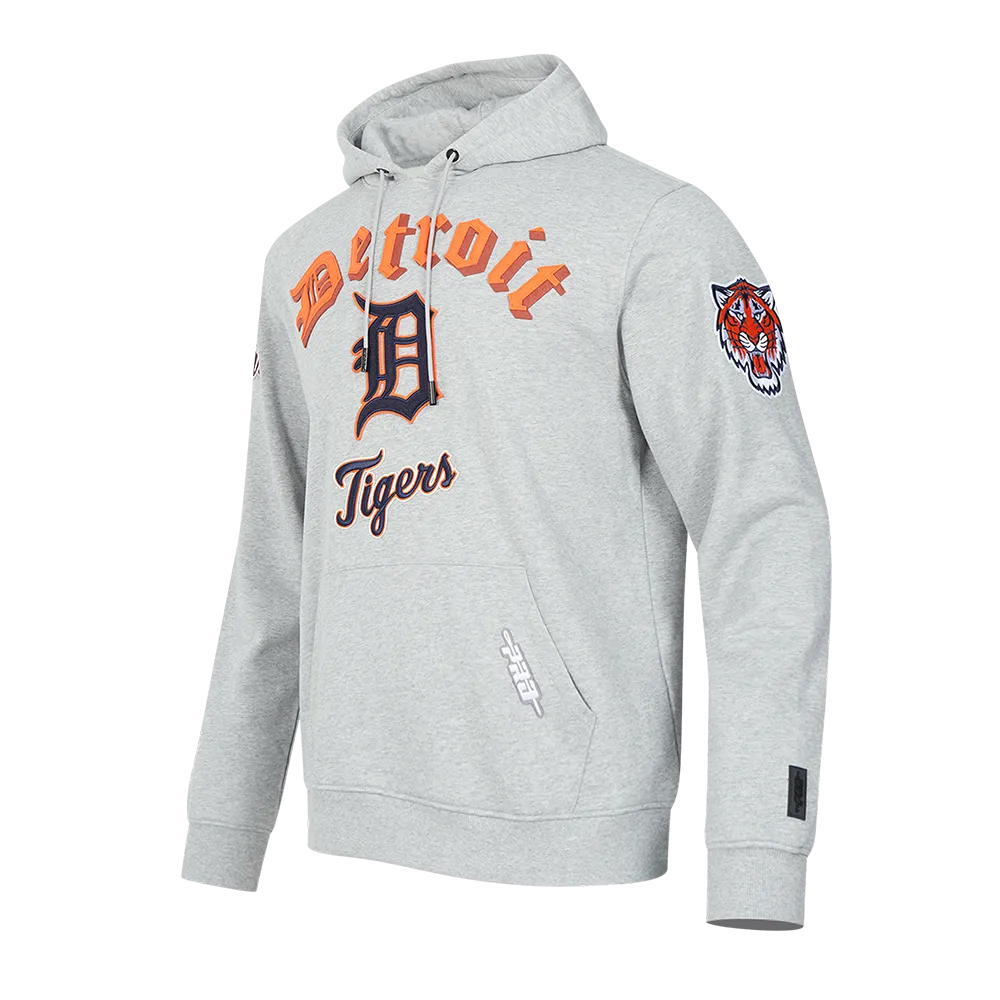 MLB DETROIT TIGERS OLD ENGLISH MEN'S PO HOODIE (HEATHER GREY)