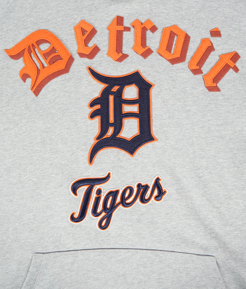 MLB DETROIT TIGERS OLD ENGLISH MEN'S PO HOODIE (HEATHER GREY)