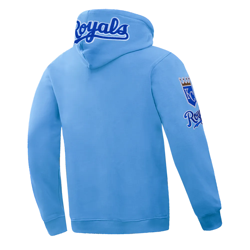 MLB KANSAS CITY ROYALS CLASSIC CHENILLE MEN'S PULLOVER HOODIE (UNIVERSITY BLUE)