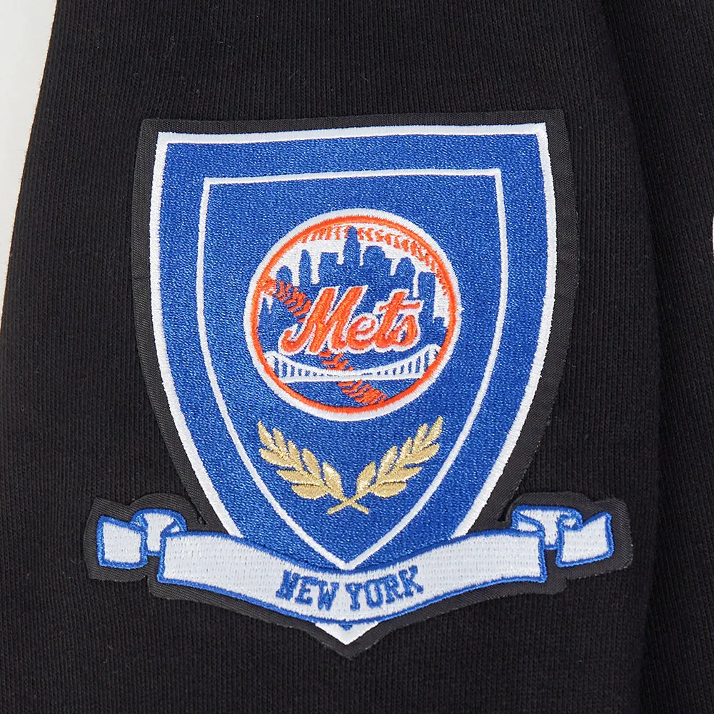 MLB NEW YORK METS PRO PREP RIB FLC PO HOODIE (BLACK/ROYAL BLUE/BLACK)