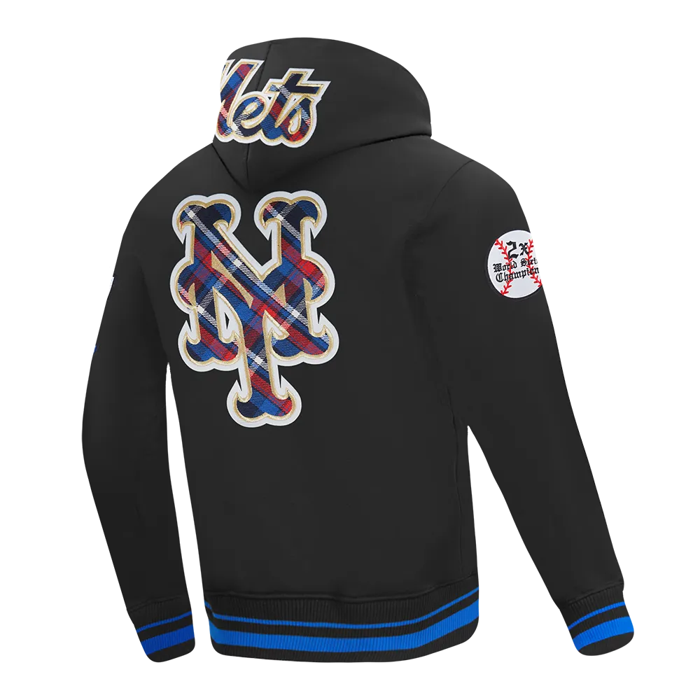 MLB NEW YORK METS PRO PREP RIB FLC PO HOODIE (BLACK/ROYAL BLUE/BLACK)