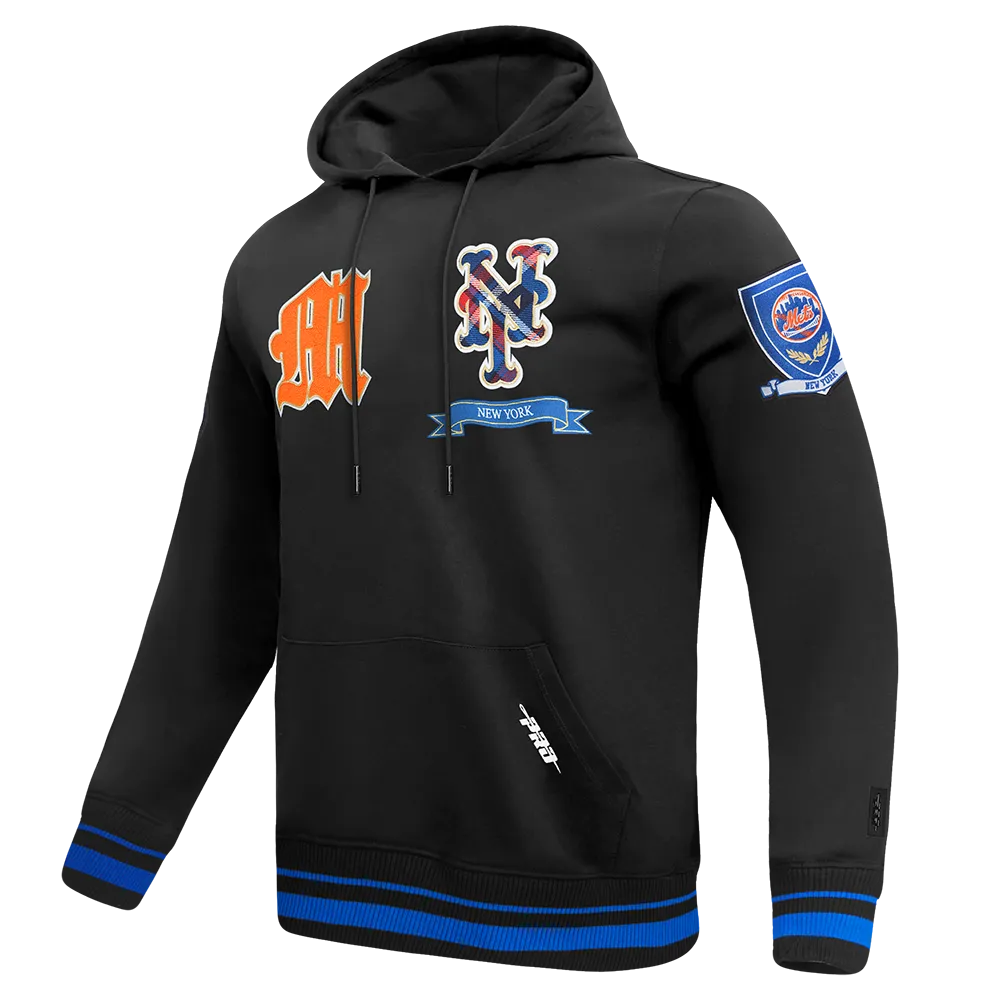 MLB NEW YORK METS PRO PREP RIB FLC PO HOODIE (BLACK/ROYAL BLUE/BLACK)