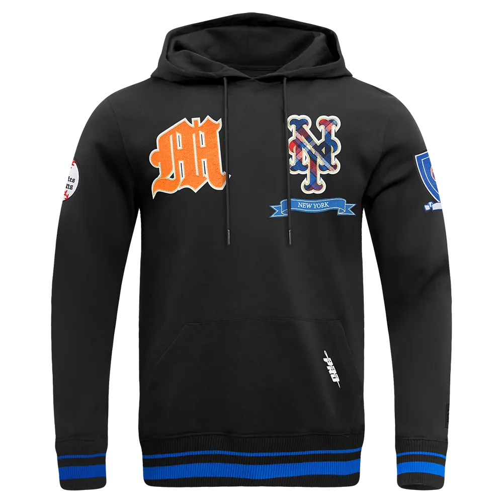 MLB NEW YORK METS PRO PREP RIB FLC PO HOODIE (BLACK/ROYAL BLUE/BLACK)