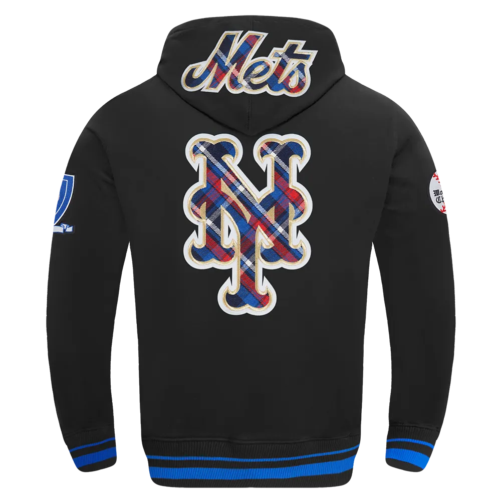 MLB NEW YORK METS PRO PREP RIB FLC PO HOODIE (BLACK/ROYAL BLUE/BLACK)