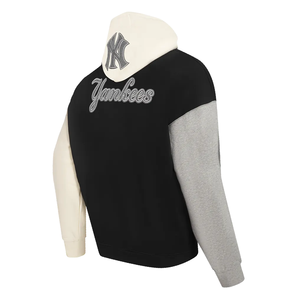 MLB NEW YORK YANKEES REVERSE FRENCH TERRY MEN'S CB FLC PO HOODIE (BLACK/GRAY/EGGSHELL)