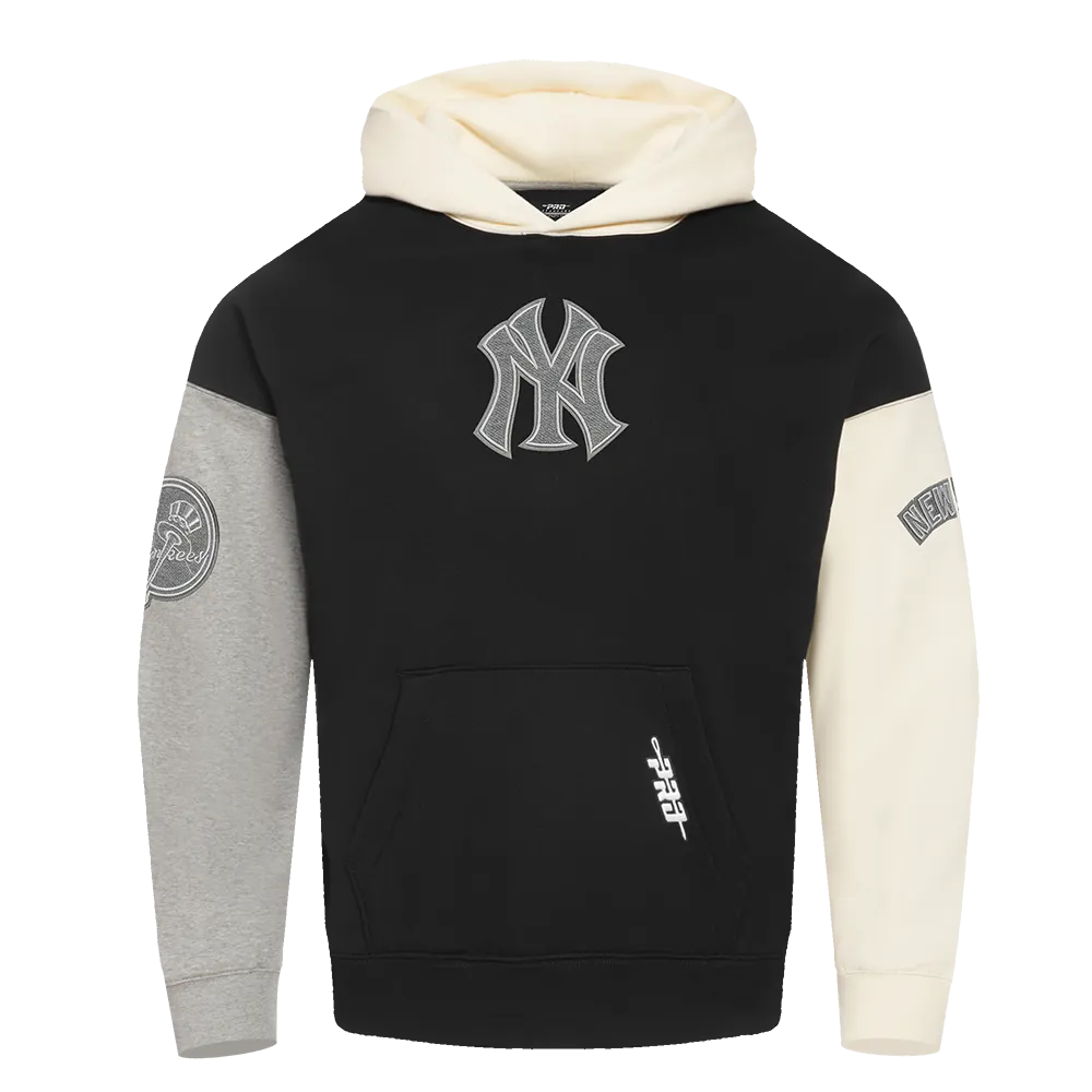 MLB NEW YORK YANKEES REVERSE FRENCH TERRY MEN'S CB FLC PO HOODIE (BLACK/GRAY/EGGSHELL)