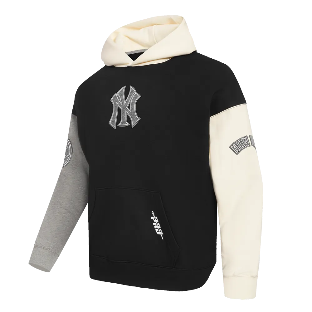 MLB NEW YORK YANKEES REVERSE FRENCH TERRY MEN'S CB FLC PO HOODIE (BLACK/GRAY/EGGSHELL)