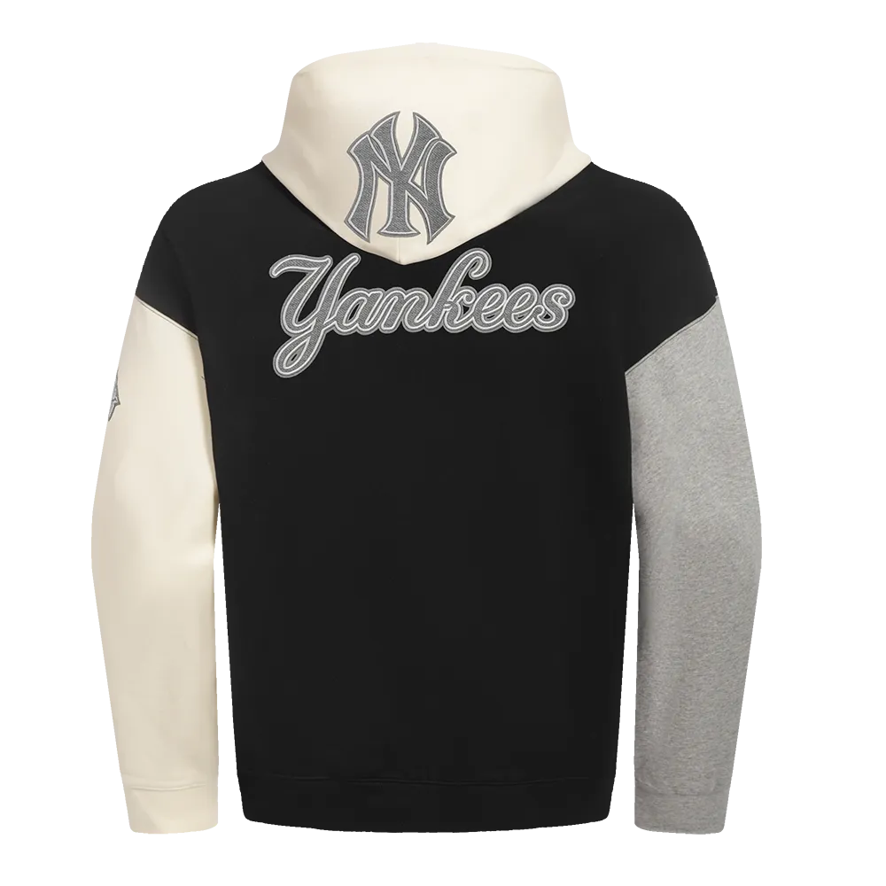 MLB NEW YORK YANKEES REVERSE FRENCH TERRY MEN'S CB FLC PO HOODIE (BLACK/GRAY/EGGSHELL)