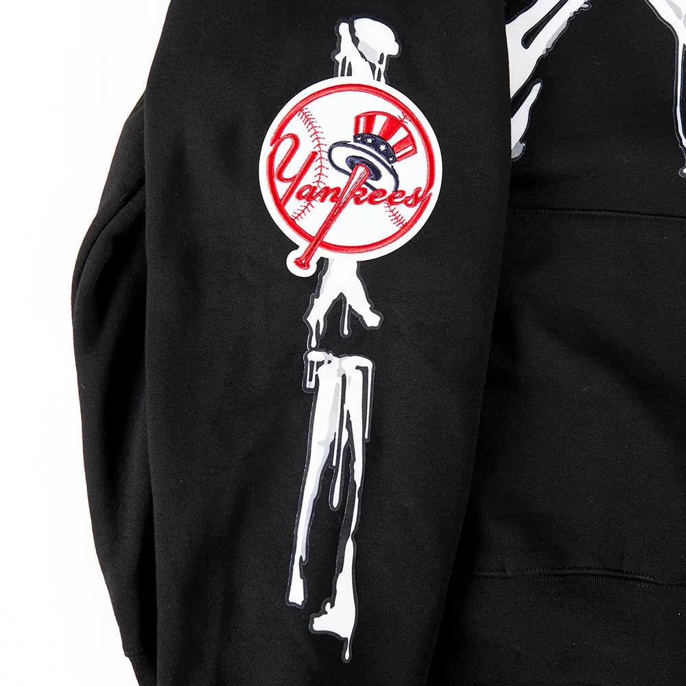 MLB NEW YORK YANKEES RIB CAGE MEN'S DROP SHOULDER FLC PO HOODIE (BLACK)