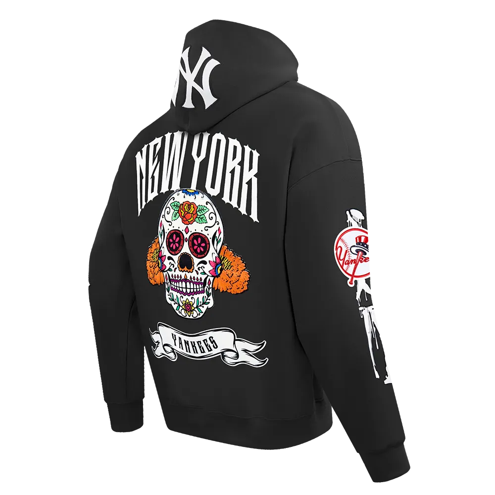 MLB NEW YORK YANKEES RIB CAGE MEN'S DROP SHOULDER FLC PO HOODIE (BLACK)