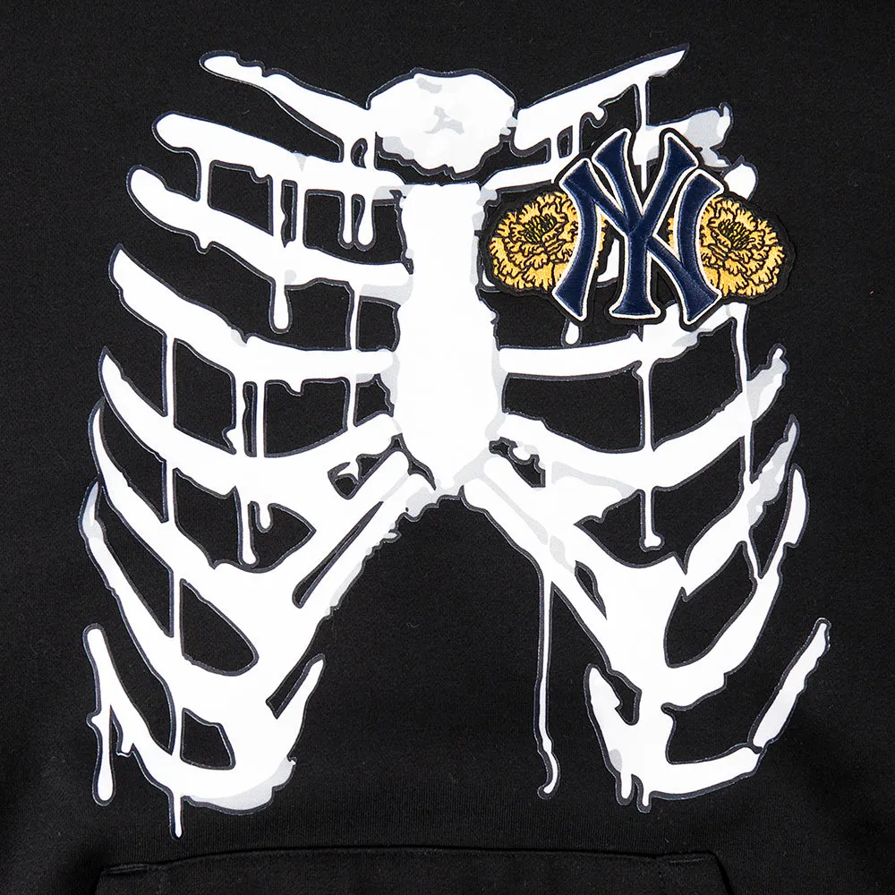 MLB NEW YORK YANKEES RIB CAGE MEN'S DROP SHOULDER FLC PO HOODIE (BLACK)